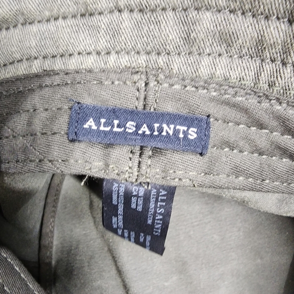 AllSaints Frayed Edge Bucket Hat Olive Green Spellout - Picture 5 of 5
